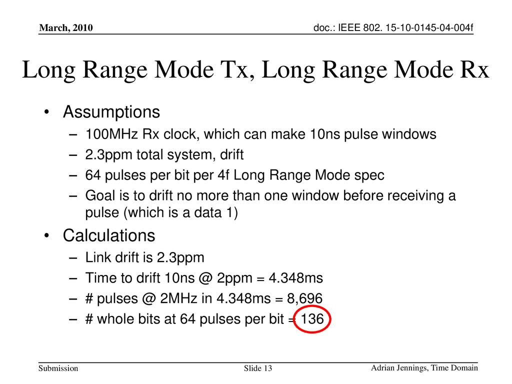 Long Range Mode Tx, Long Range Mode Rx