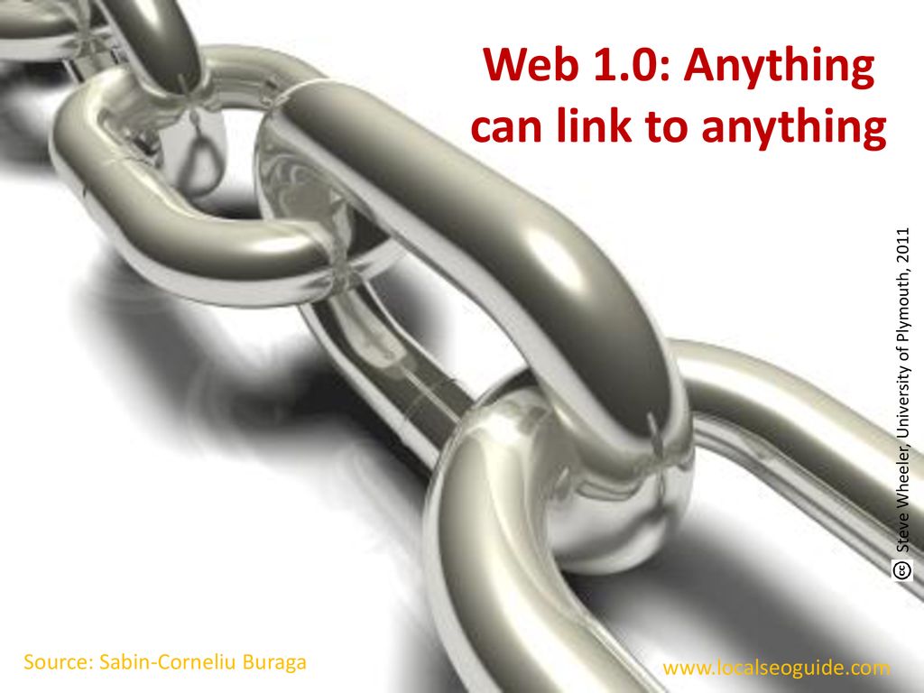 Web 1.0: Anything can link to anything
