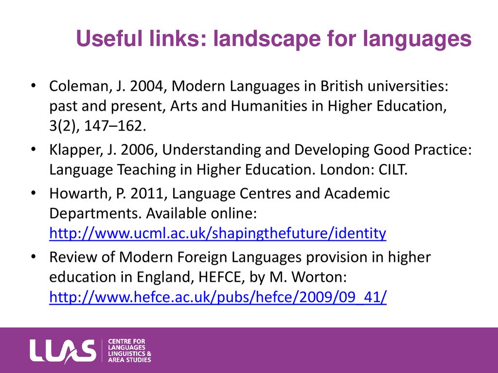 Useful links: landscape for languages