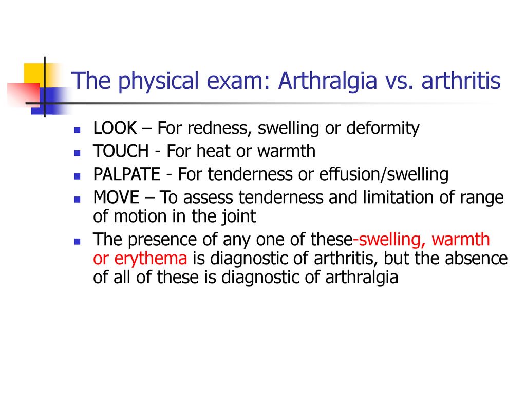 arthralgia and arthritis)