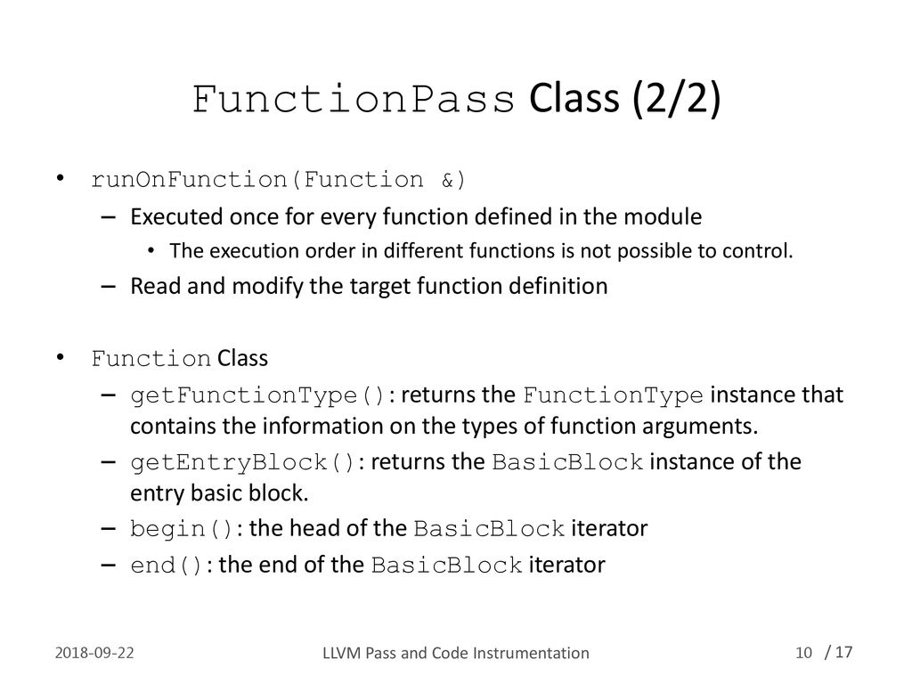 FunctionPass Class (2/2)