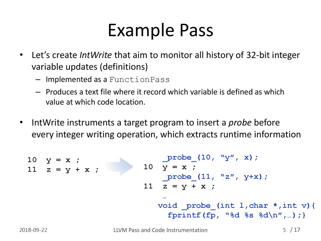 LLVM Pass and Code Instrumentation