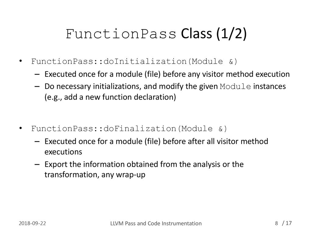 FunctionPass Class (1/2)