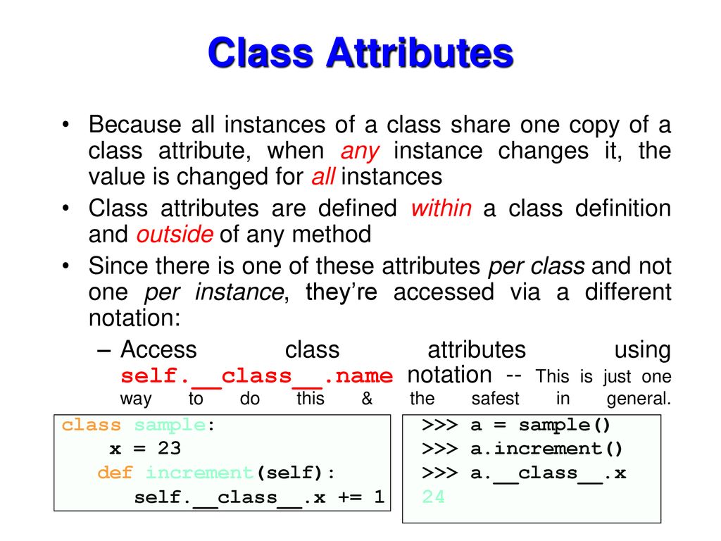 Creating and Deleting Instances Access to Attributes and Methods - ppt ...