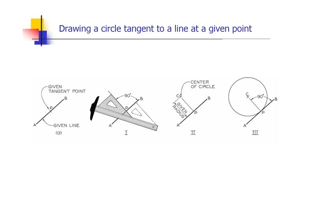 Drawing a circle tangent to a line at a given point