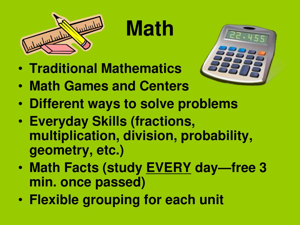 Math Traditional Mathematics Math Games and Centers