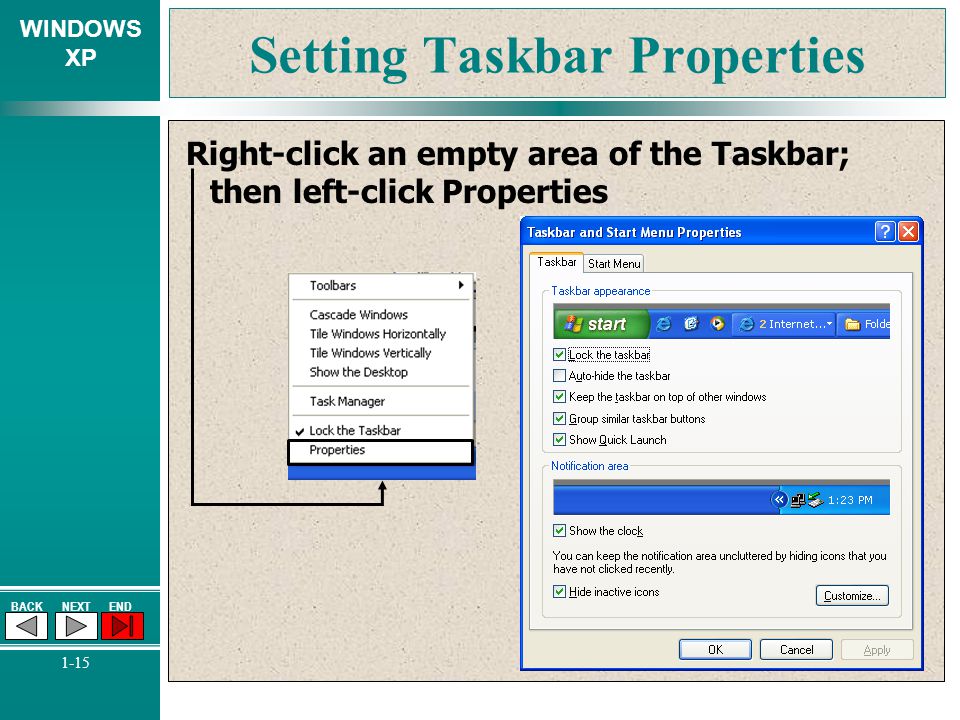 Setting Taskbar Properties