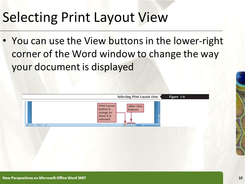 Selecting Print Layout View