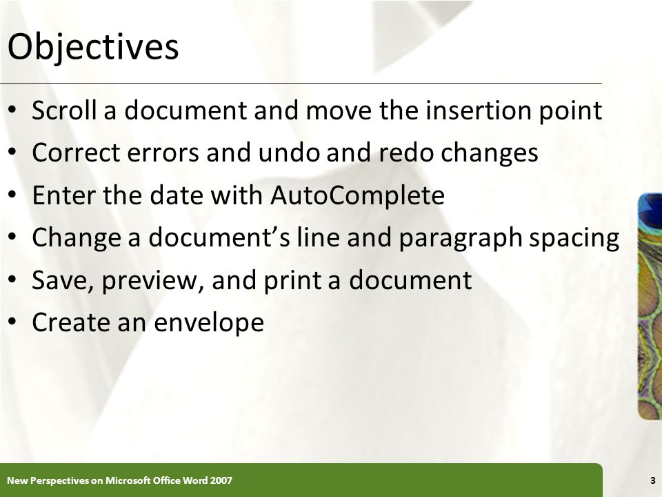 Objectives Scroll a document and move the insertion point