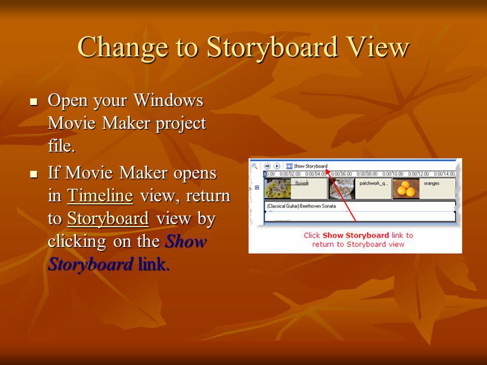 Change to Storyboard View