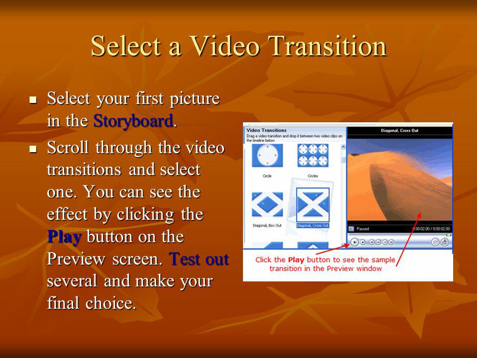 Select a Video Transition