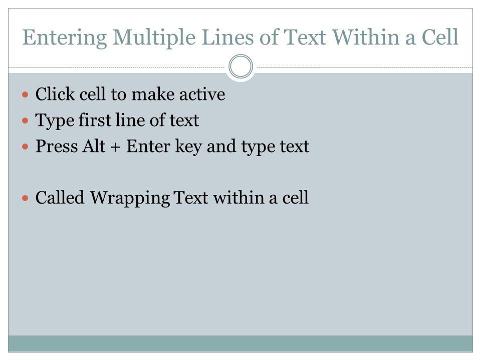 Entering Multiple Lines of Text Within a Cell