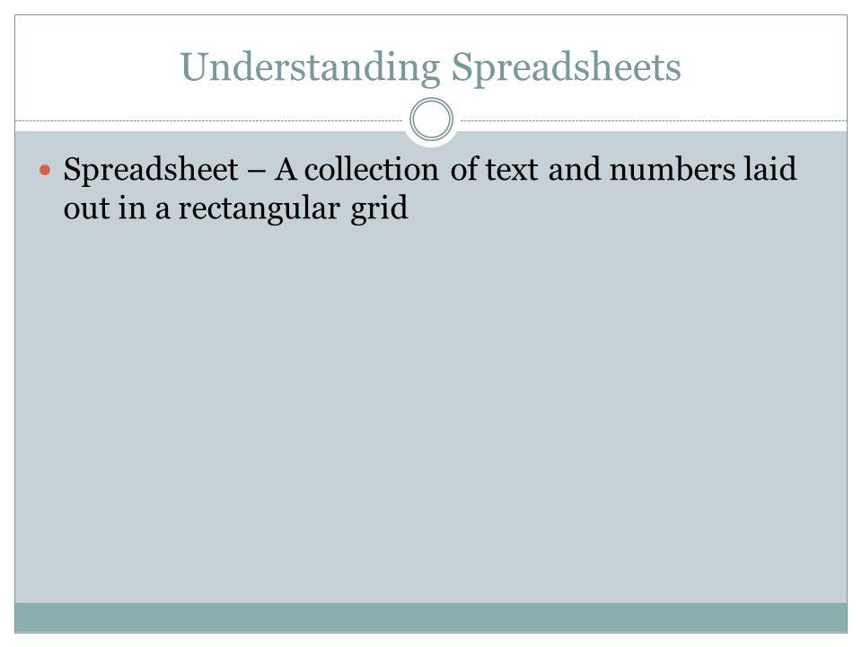 Understanding Spreadsheets