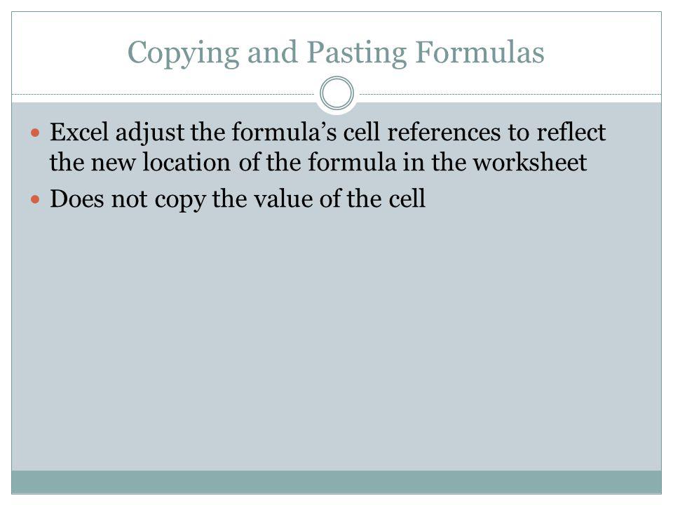 Copying and Pasting Formulas