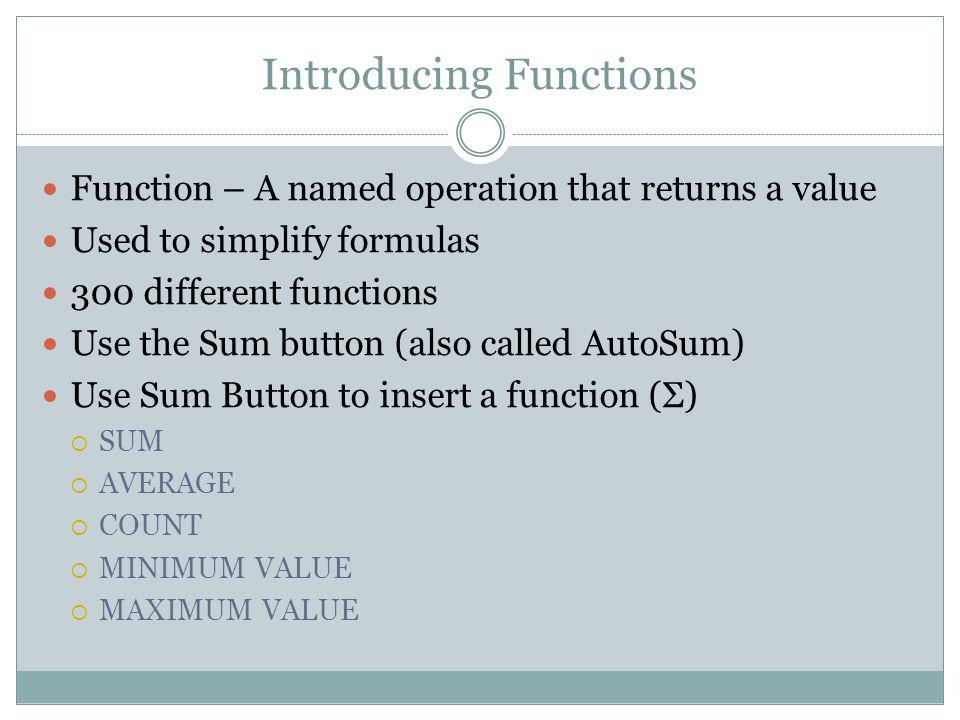 Introducing Functions