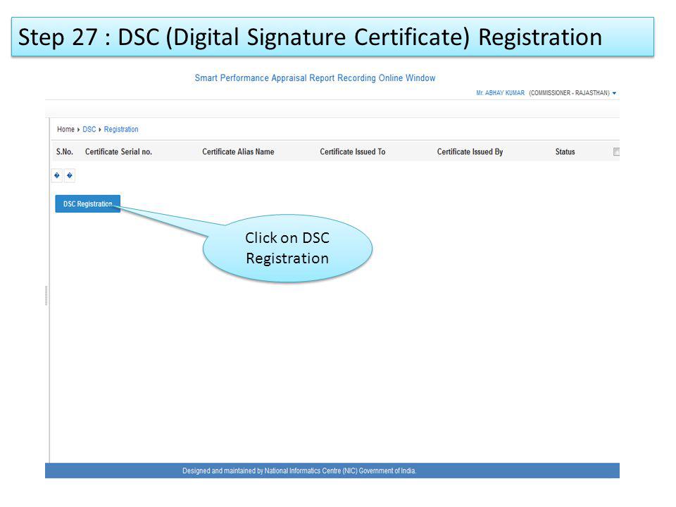 Click on DSC Registration