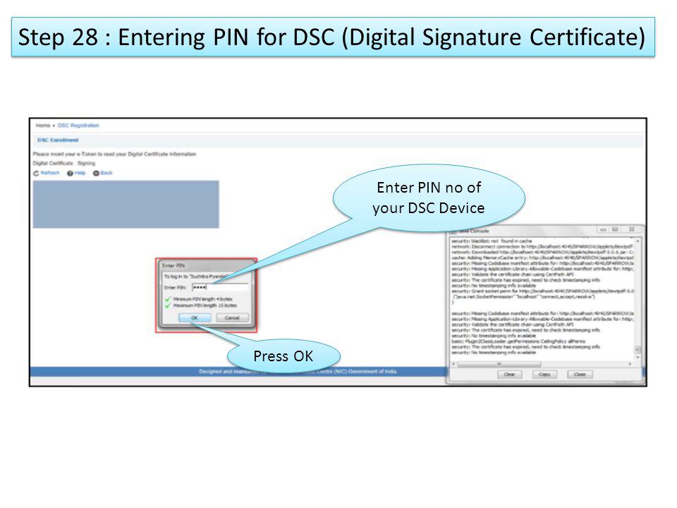 Enter PIN no of your DSC Device