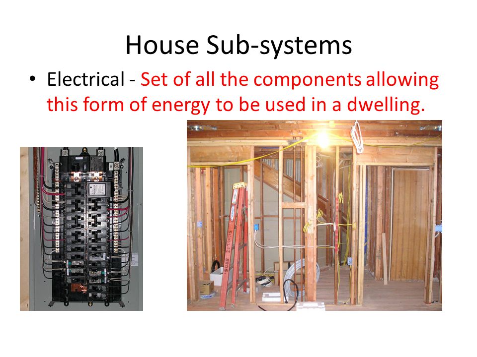 House Sub-systems Electrical - Set of all the components allowing this form of energy to be used in a dwelling.