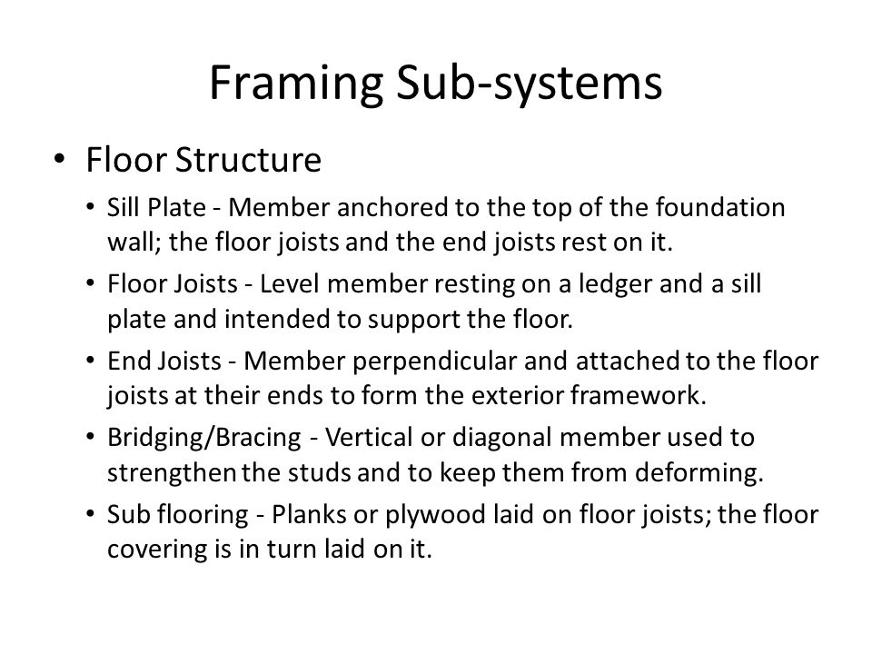 Framing Sub-systems Floor Structure