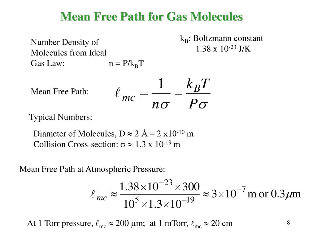 Mean Free Path for Gas Molecules