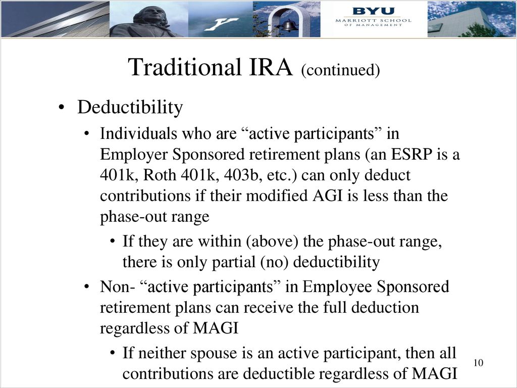 Traditional IRA (continued)