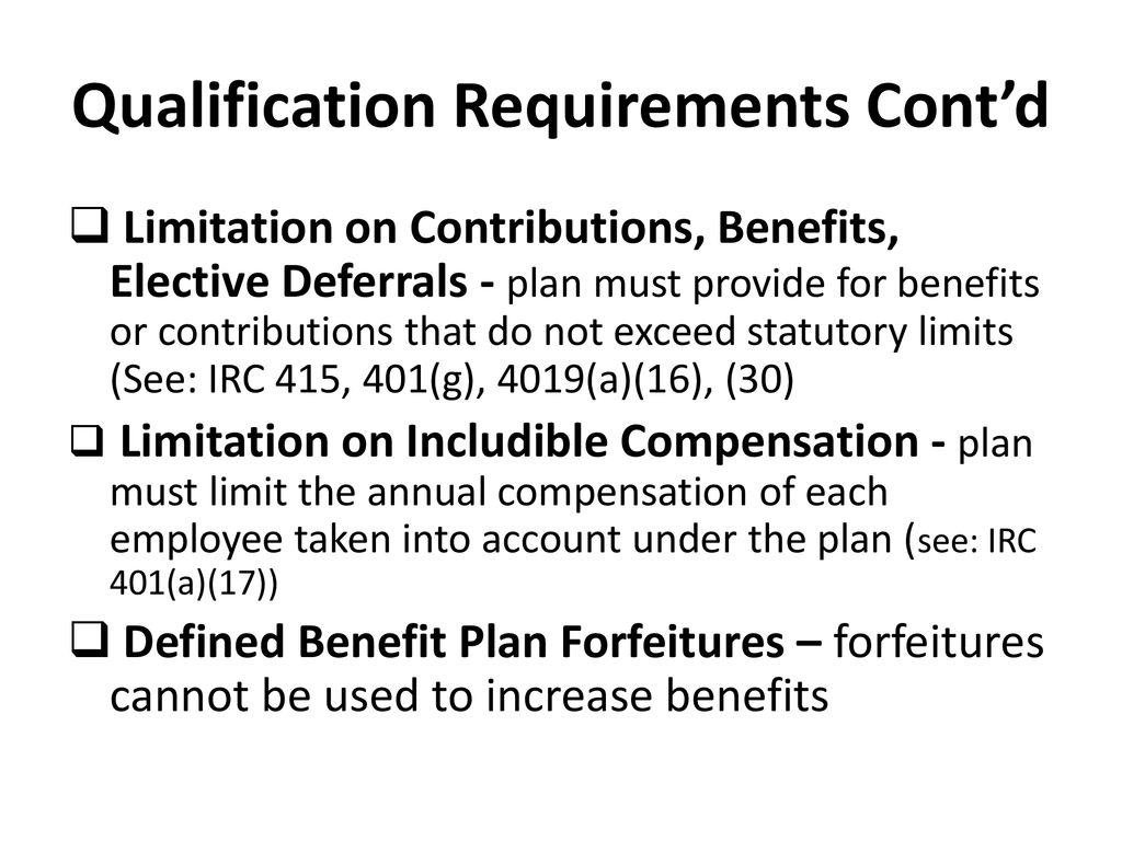 Qualification Basics and Minimum Participation Requirements - ppt download