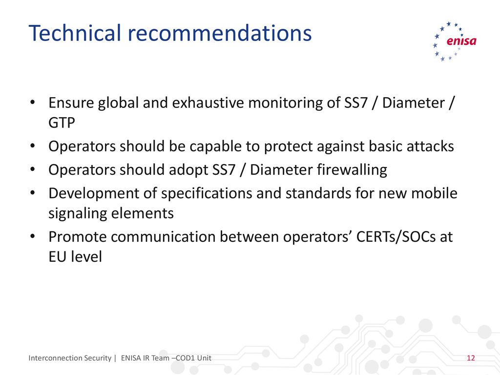 Technical recommendations