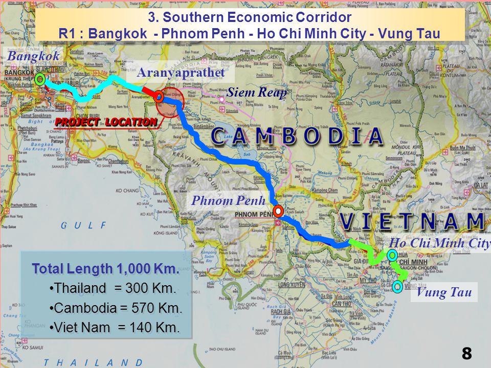 3. Southern Economic Corridor R1 : Bangkok - Phnom Penh - Ho Chi Minh City - Vung Tau