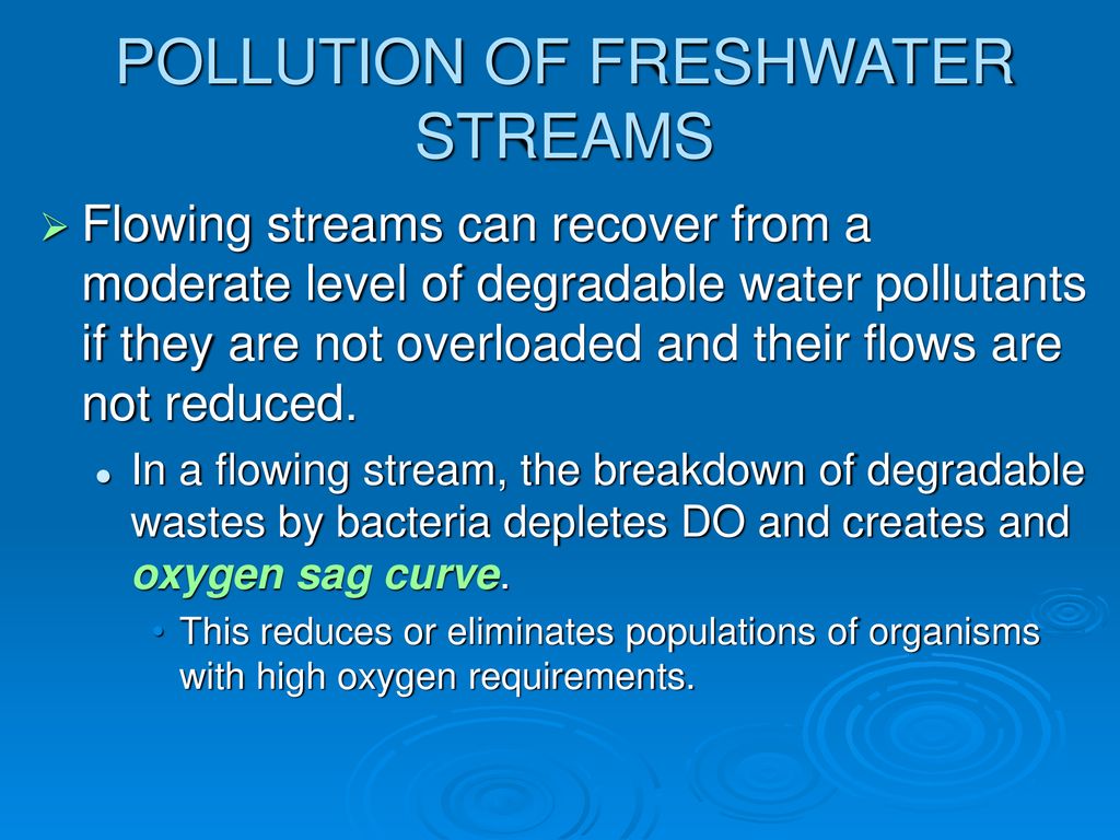 POLLUTION OF FRESHWATER STREAMS
