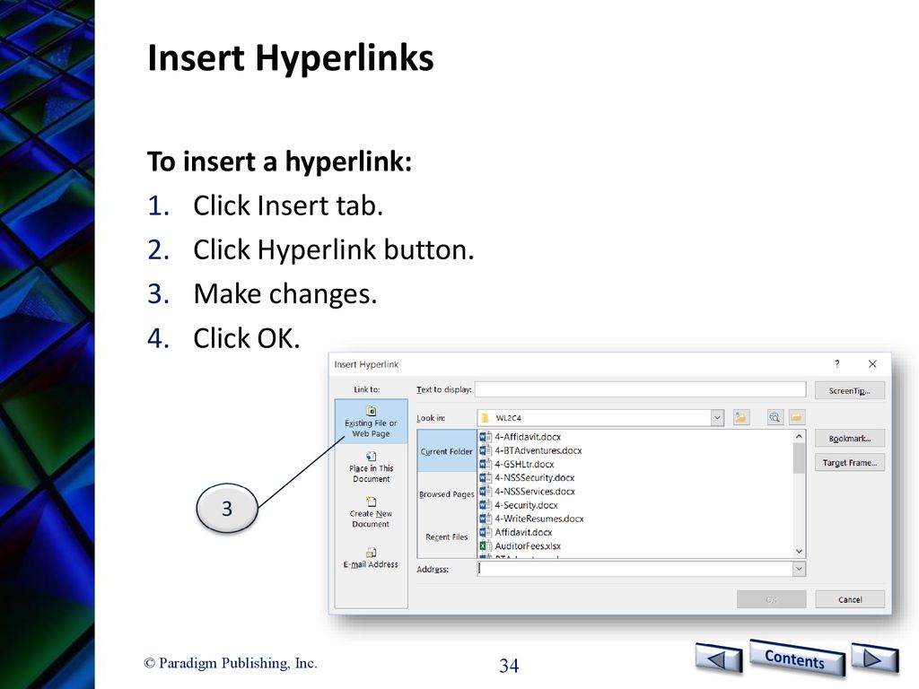 how to create a hyperlink in word document 2016