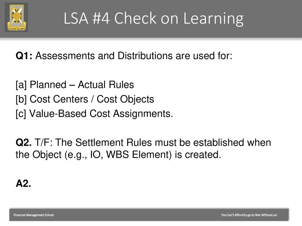 LSA #4 Check on Learning