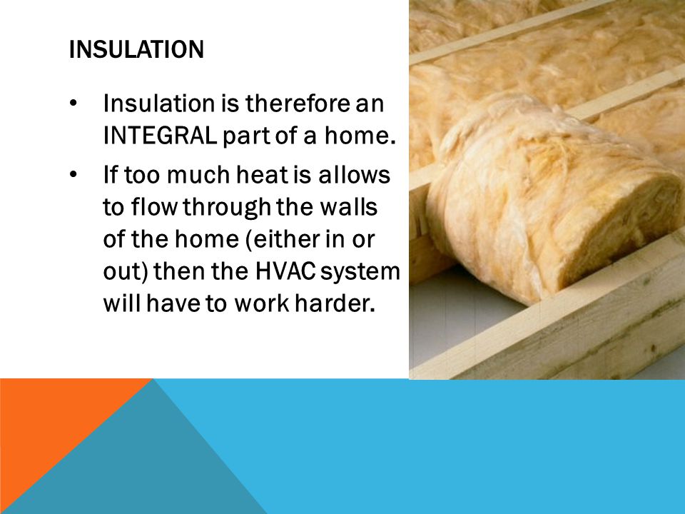 INSULATION Insulation is therefore an INTEGRAL part of a home.