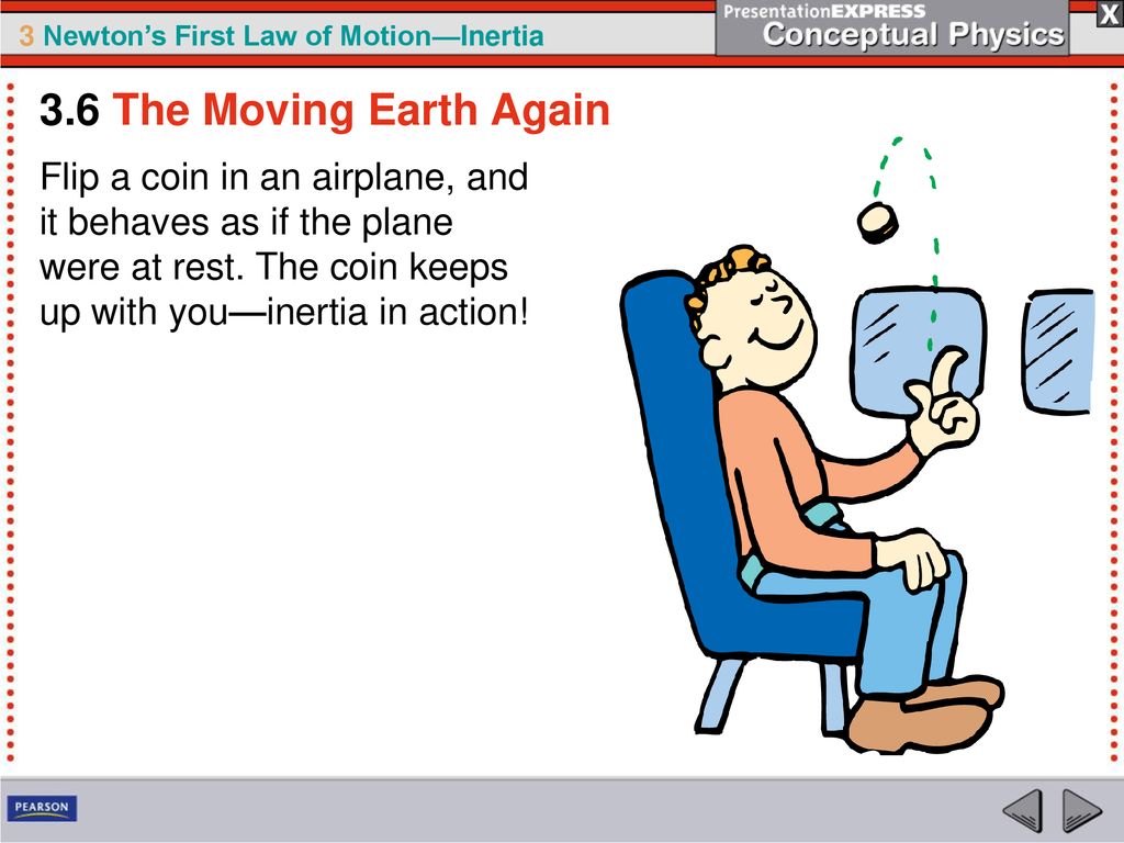 3.6 The Moving Earth Again Flip a coin in an airplane, and it behaves as if the plane were at rest.