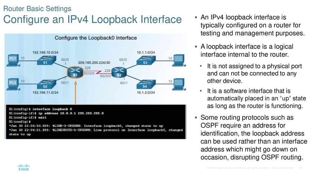 what is a characteristic of an ipv4 loopback interface on a cisco ios router?
