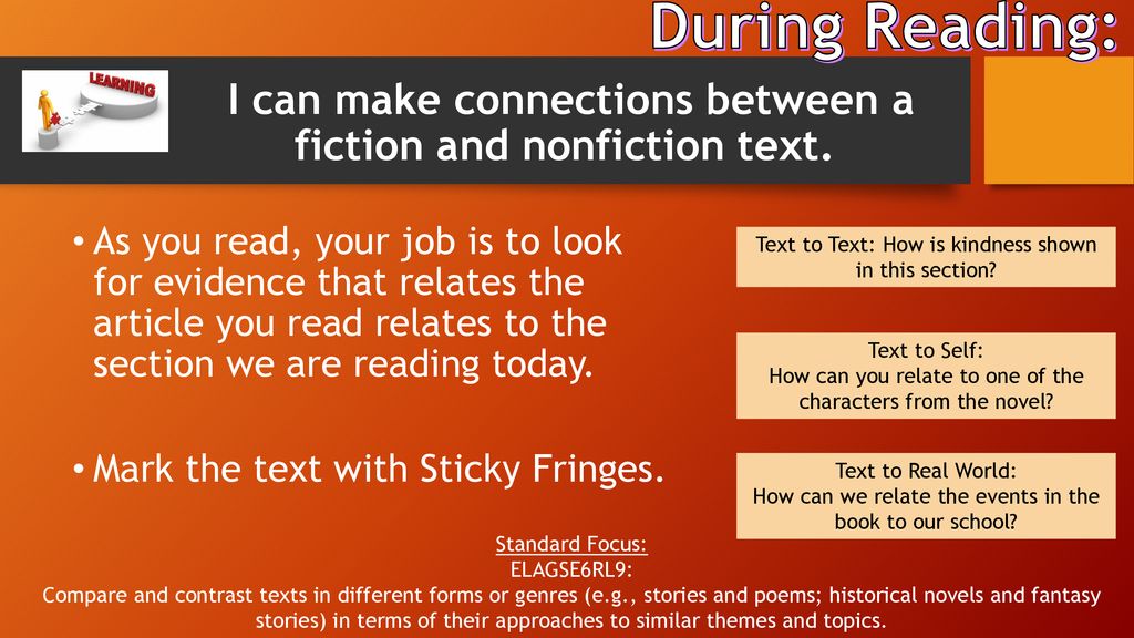 I can make connections between a fiction and nonfiction text.
