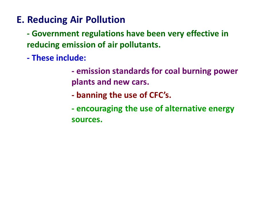 E. Reducing Air Pollution