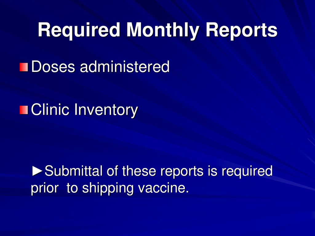 Required Monthly Reports
