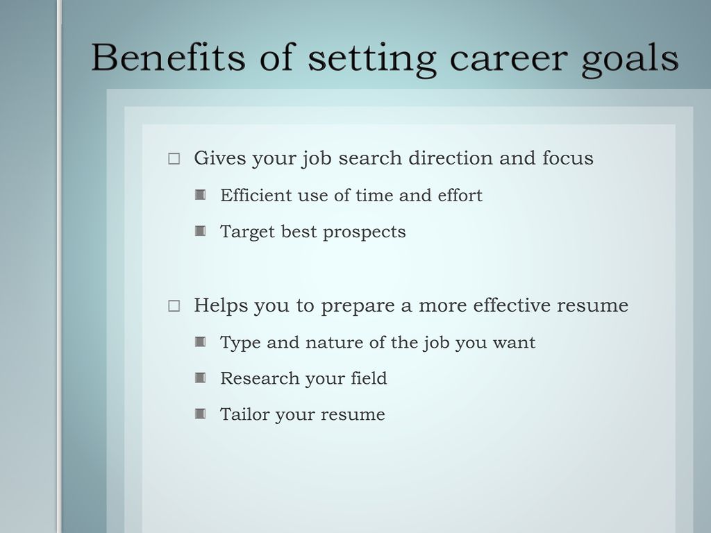 Your job goals for setting 7+ Examples
