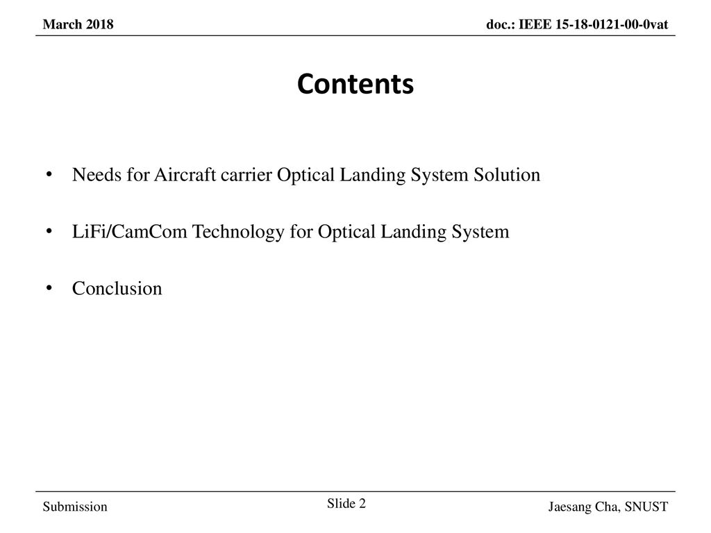Contents Needs for Aircraft carrier Optical Landing System Solution