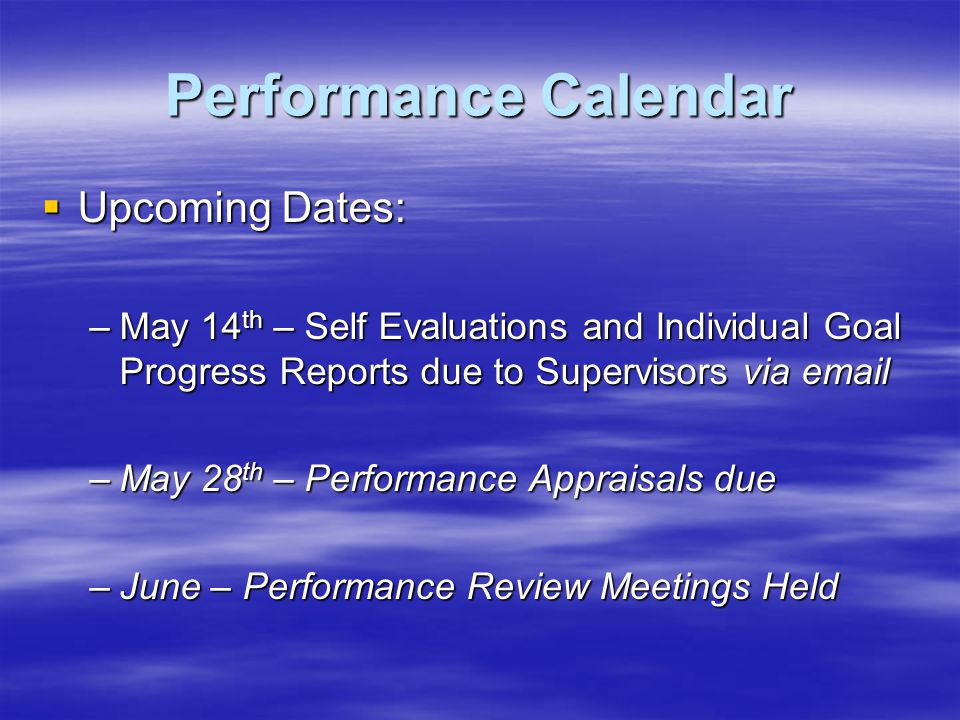 Performance Calendar Upcoming Dates: