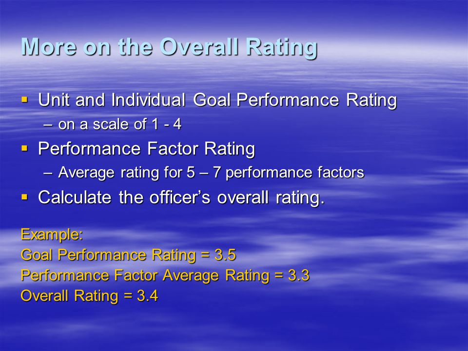 More on the Overall Rating
