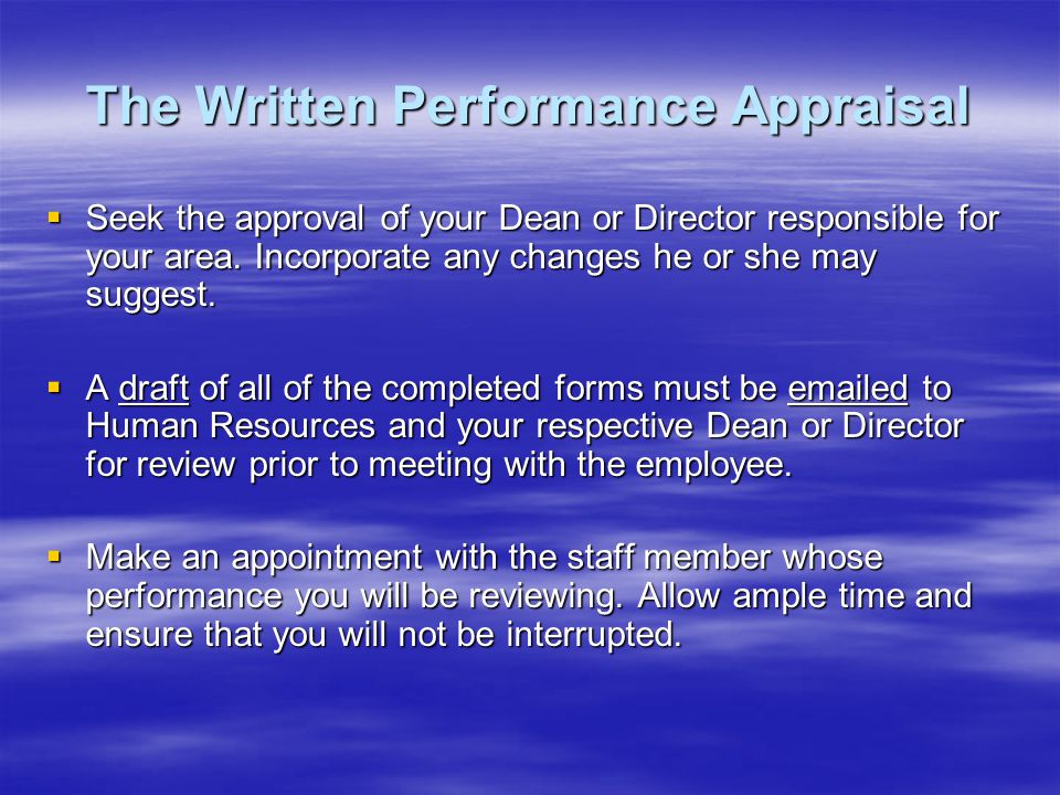 The Written Performance Appraisal