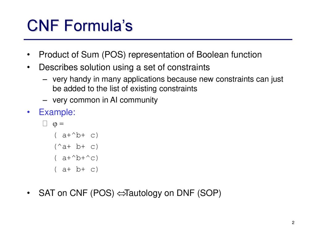 Logic Synthesis Cnf Satisfiability Ppt Download