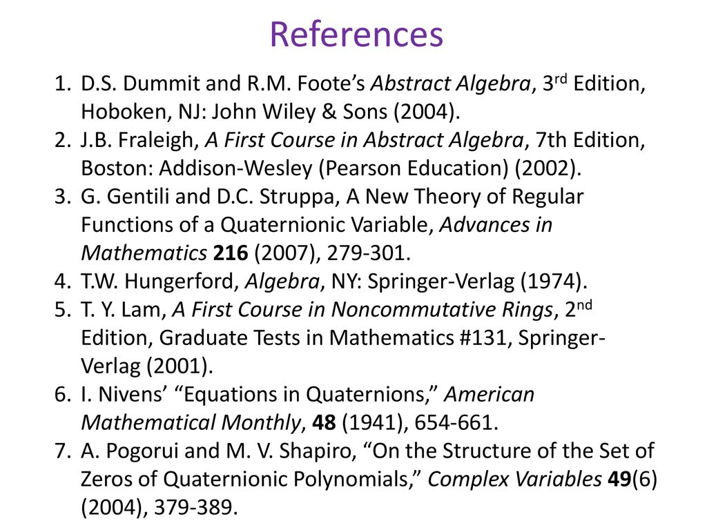 The Quaternions An Algebraic Approach Robert Dr Bob Gardner