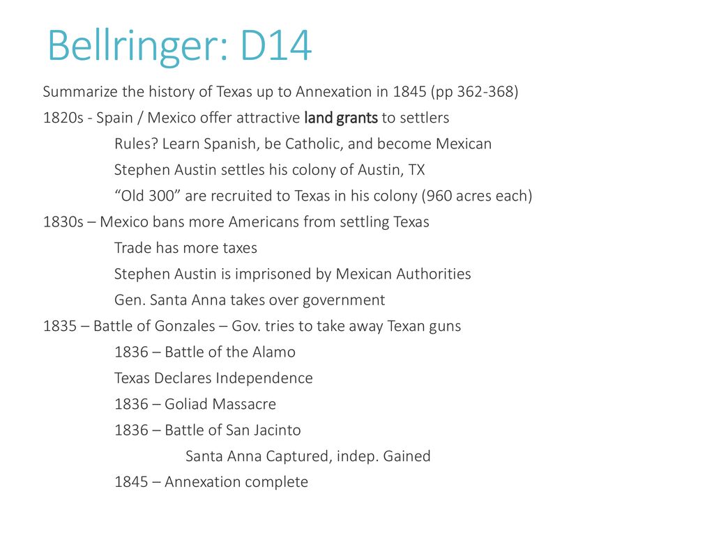 Bellringer: D14