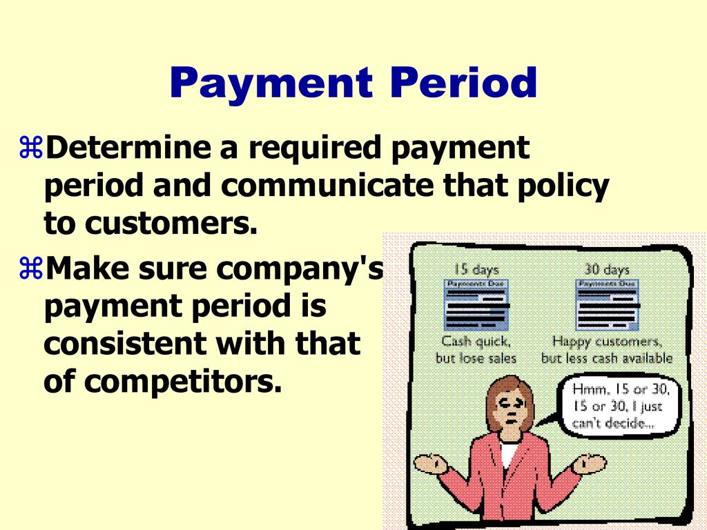 Payment Period PowerPoint Slides. Determine a required payment period and communicate that policy to customers.