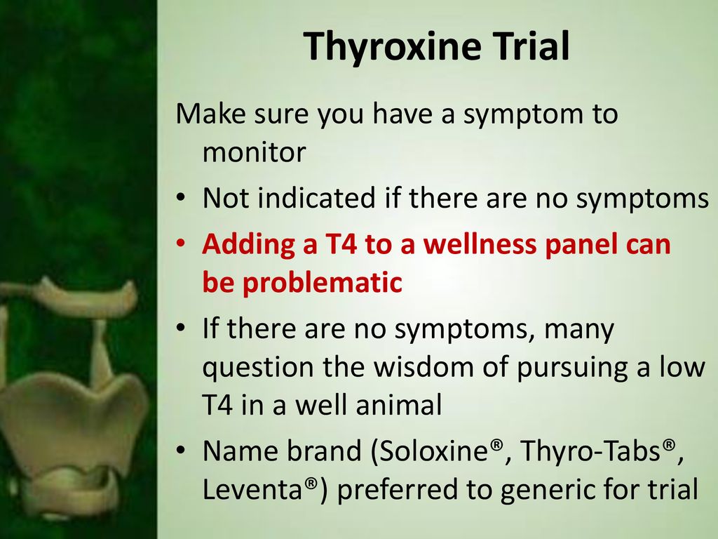Thyroxine Trial Make sure you have a symptom to monitor