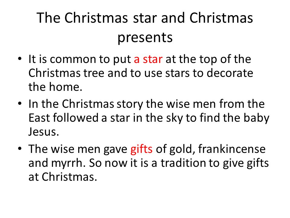 The Christmas star and Christmas presents