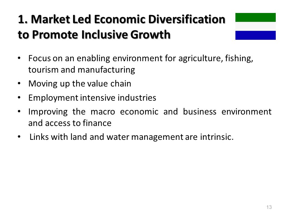 1. Market Led Economic Diversification to Promote Inclusive Growth