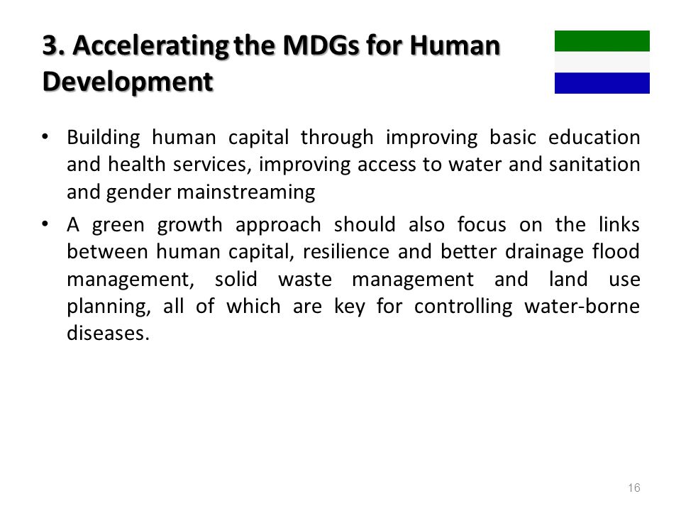 3. Accelerating the MDGs for Human Development